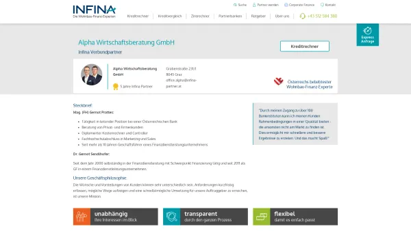 Website Screenshot: Alpha Wirtschaftsberatung GmbH | Infina Partner - Alpha Wirtschaftsberatung GmbH - Date: 2023-06-26 10:26:24