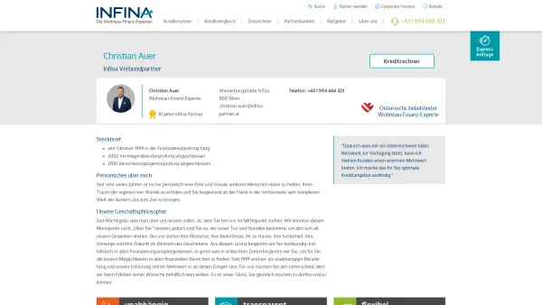 Website Screenshot: AUER Wohn Finanzierung Beratung & Vermittlung e.U. | Infina Partner - Christian Auer - Date: 2023-06-14 16:41:03