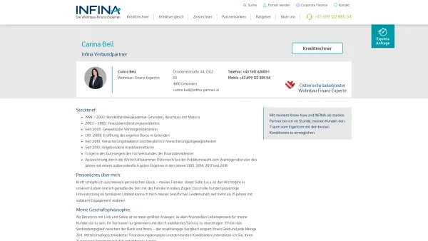 Website Screenshot: Carina Bell I Infina Partner Georgstraße 7 , Top 6, 4810 Gmunden - Carina Bell - Date: 2023-06-26 10:26:25