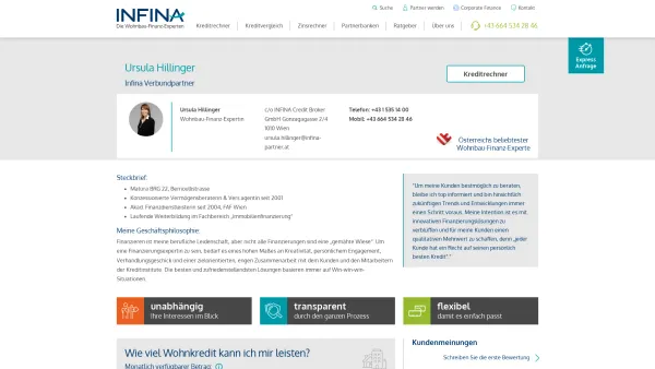 Website Screenshot: Ursula Hillinger | Infina Partner Gonzagagasse 2/4, 1010 Wien - Ursula Hillinger - Date: 2023-06-26 10:26:25