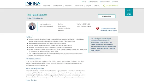 Website Screenshot: Ing. Harald Lechner | Infina Partner - Ing. Harald Lechner - Date: 2023-06-26 10:26:27