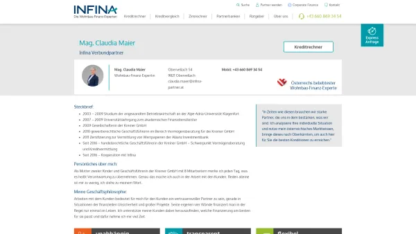 Website Screenshot: Mag. Claudia Maier | Infina Partner - Mag. Claudia Maier - Date: 2023-06-26 10:26:27