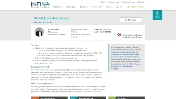 Website Screenshot: KR Prof. Johann Massenbauer | Infina Partner - KR Prof. Johann Massenbauer - Date: 2023-06-26 10:26:27