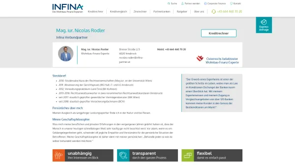 Website Screenshot: Mag. iur. Nicolas Rodler | Infina Partner - Mag. iur. Nicolas Rodler - Date: 2023-06-26 10:26:27