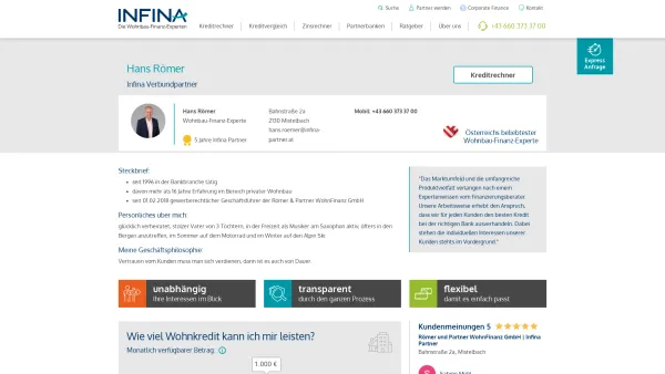 Website Screenshot: Römer & Partner WohnFinanz GmbH | Infina Partner - Hans Römer - Date: 2023-06-26 10:26:27