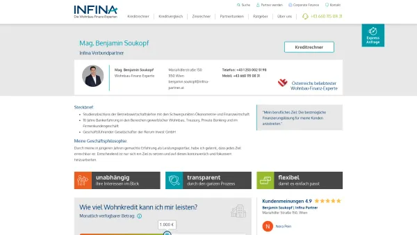 Website Screenshot: Benjamin Soukopf | Infina Partner - Mag. Benjamin Soukopf - Date: 2023-06-26 10:26:27