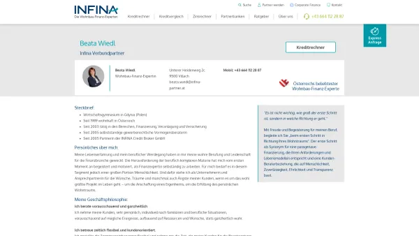 Website Screenshot: Beata Wiedl | Infina Partner - Beata Wiedl - Date: 2023-06-26 10:26:27
