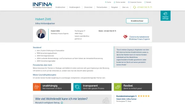 Website Screenshot: Hubert Zöttl | Infina Partner - Hubert Zöttl - Date: 2023-06-26 10:26:27