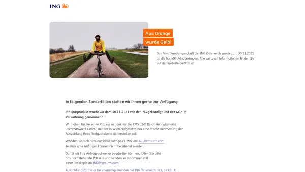 Website Screenshot: ING-DiBa Direktbank Austria - Aus Orange wurde Gelb! – ING - Date: 2023-06-22 15:12:53