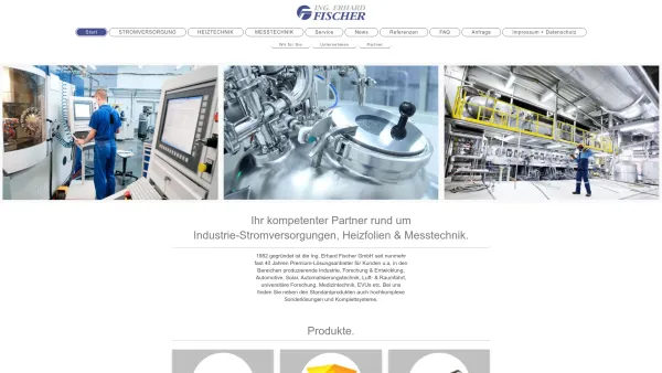 Website Screenshot: Ing. Erhard Fischer GmbH - Ing. Erhard Fischer GmbH - Industrie-Stromversorgungen, Heizfolien & Messtechnik - Date: 2023-06-22 15:12:53