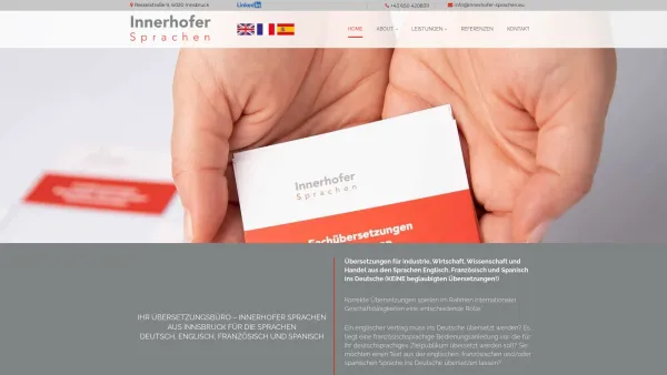 Website Screenshot: INNERHOFER SPRACHEN - Innerhofer - Ihr Übersetzungsbüro in Innsbruck | Tirol - Date: 2023-06-22 15:21:22