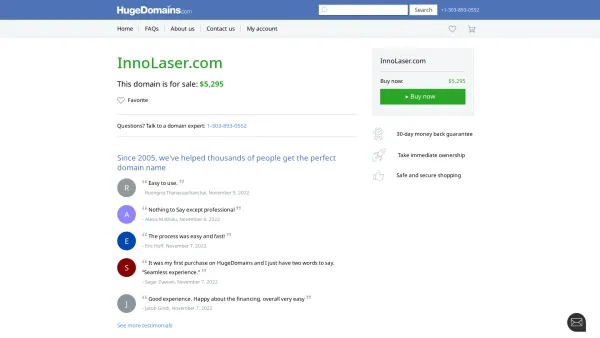 Website Screenshot: Innolaser OG - InnoLaser.com is for sale | HugeDomains - Date: 2023-06-14 10:40:52