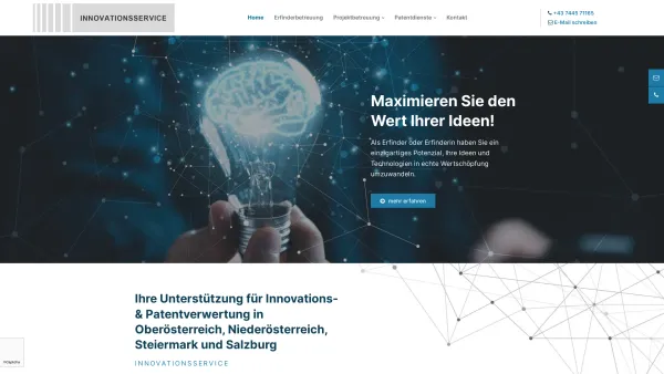Website Screenshot: Innovationsservice - Innovations- & Patentverwertung in Oberösterreich, Niederösterreich & Salzburg - Innovationsservice - Date: 2023-06-22 15:21:08
