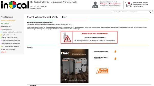 Website Screenshot: INOCAL Wärmetechnik GmbH - Inocal Wärmetechnik GmbH - Linz - - Date: 2023-06-22 15:12:56