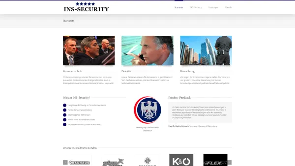 Website Screenshot: INS SECURITY Detektei Bewachung Personenschutz - Startseite - INS-Security - Date: 2023-06-22 15:12:56
