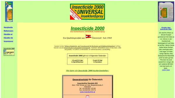 Website Screenshot: Hofer Co Insecticide 2000 das hochwirksame Insektenschutzmittel - Insecticide 2000 - UNIVERSAL-Insektenschutz - Date: 2023-06-22 15:12:56