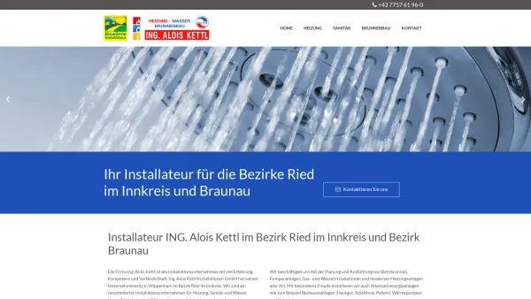 Website Screenshot: Alois Kettl Ing Installationen GmbH - Installateur Ried im Innkreis - Date: 2023-06-14 10:37:32
