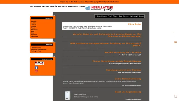 Website Screenshot: Installateur Profi Harry Kratschman - Installateur Profi Wien - Gas Wasser Heizung Fliesen - Date: 2023-06-14 10:40:55
