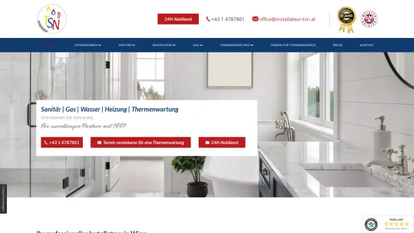 Website Screenshot: TSN Tomic KG - TSN Installateur in Wien | Fachmann für Thermenwartung Sanitär- und Heiztechnik - Date: 2023-06-22 15:12:54
