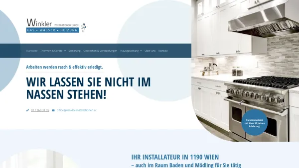 Website Screenshot: Winkler Installationen GmbH - Installateur in 1190 Wien – auch in Baden und Mödling tätig - Date: 2023-06-15 16:02:34