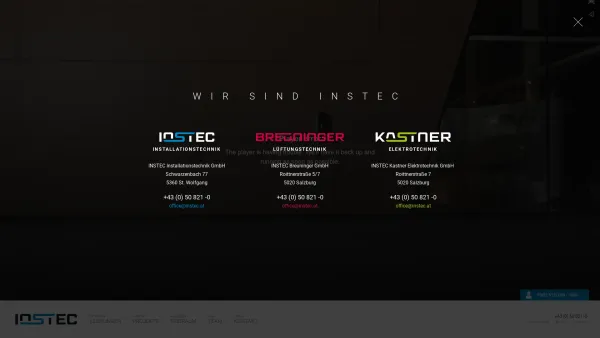 Website Screenshot: INSTEC Installateur Meisterbetrieb am Wolfgangsee Salzkammergut Installationen Heizung Gas Lüftung Sanitär - Startseite :: Instec - Date: 2023-06-14 10:40:55