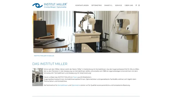 Website Screenshot: Contactlinseninstitut Miller GmbH - INSTITUT MILLER Innsbruck : Institut Miller - Contactlinsen Optometrie - Date: 2023-06-22 15:12:56