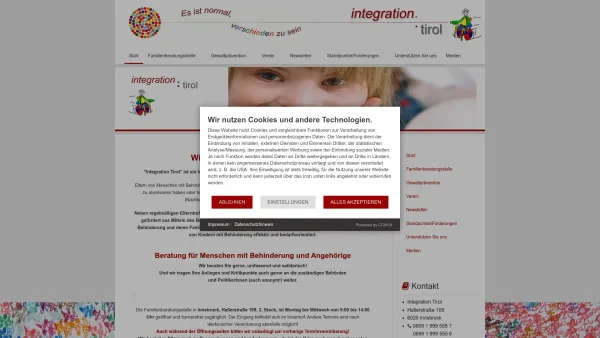 Website Screenshot: Integration Tirol Netzwerk Integration Familienberatungsstelle - Integration Tirol Menschen mit Behinderung und Angehörige - www.integration-tirol.at - Date: 2023-06-22 15:12:56