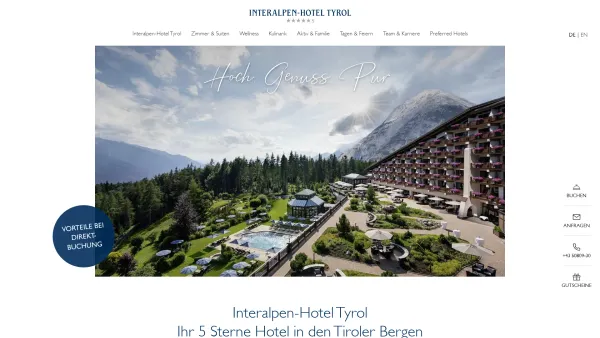 Website Screenshot: Interalpen-Hotel Tyrol - 5-Sterne-Superior-Hotel in Tirol I Interalpen-Hotel Tyrol - Date: 2023-06-22 15:14:25