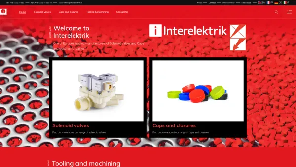 Website Screenshot: Interelektrik GmbH&COKG - Welcome to Interelektrik – One of Europe's leading manufacturers of Solenoid valves and Caps and closures for dairies - Date: 2023-06-15 16:02:34