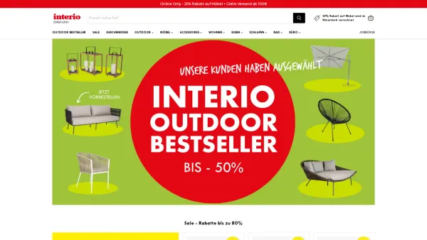 Website Screenshot: Interio magazin 07 Möbel und Einrichtungen Vertriebsgesellschaft mbH - Interio AT - Möbel & Dekoration — interio Onlineshop - Date: 2023-06-22 15:14:25