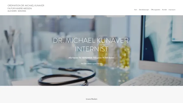 Website Screenshot: Dr. Michael Kunaver - Labor | Internist Baden Dr. Michael Kunaver Alle Kassen | Österreich - Date: 2023-06-15 16:02:34