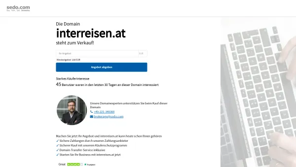 Website Screenshot: Eva Hollerer Gesellschaft tui reisecenter news - interreisen.at steht zum Verkauf - Sedo GmbH - Date: 2023-06-14 10:40:55