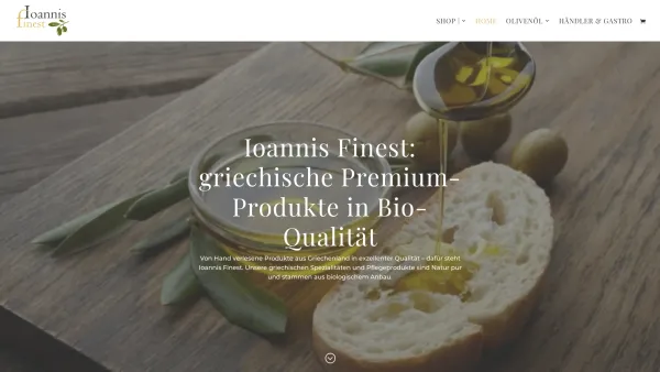 Website Screenshot: Ioannis Finest e.U. - Ioannis Finest: Griechische Premium Produkte - Date: 2023-06-26 10:26:27