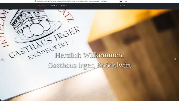 Website Screenshot: Hotel Familie Irger - GASTHAUS - Gasthaus Irger, Knödelwirt & Hotel am Grünbachplatz - Date: 2023-06-15 16:02:34
