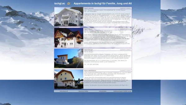Website Screenshot: Taxi Ischgl ischgl Ski und Funsport Arena Ischgl Samnaun Silvretta - Appartements in Ischgl :: günstig, familienfreundlich - Date: 2023-06-23 12:04:06