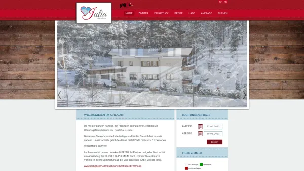 Website Screenshot: Gästehaus http//www.haus-julia.ischgl.at/ - Gästehaus Julia | Zimmer in Ischgl - Date: 2023-06-23 12:04:06