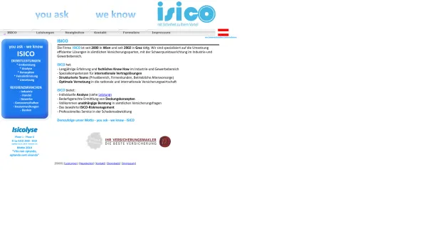 Website Screenshot: ISICO Ihr Versicherungsmakler und Partner Versicherungsfragen aus Wien und Graz - Willkommen bei der Isico - Date: 2023-06-23 12:04:06