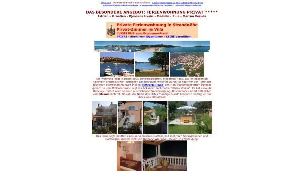 Website Screenshot: LUXUS-FERIENWOHNUNG in Istrien PRIVAT-Vermietung - Private Ferienwohnung in Istrien - Kroatien - Pjescana Uvala - Marina Veruda - Medulin - Pula - Date: 2023-06-23 12:04:08