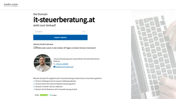 Website Screenshot: it -steuerberatung für edv, internet & werbung gmbh - it-steuerberatung.at steht zum Verkauf - Sedo GmbH - Date: 2023-06-23 12:04:09