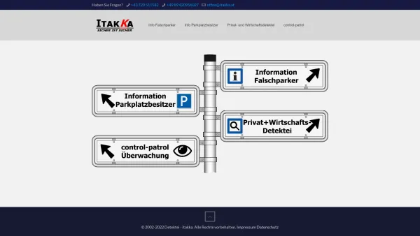 Website Screenshot: Detektei itakka Detektiv und Sicherheitsunternehmen Parkraumüberwachung - Detektei – itakka – sicher ist sicher! - Date: 2023-06-15 16:02:34