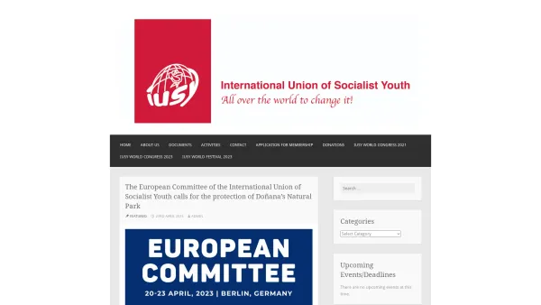 Website Screenshot: Internationale Union der Sozialistischen Jugend IUSY - International Union Of Socialist Youth | All Over The World To Change it! - Date: 2023-06-23 12:04:11