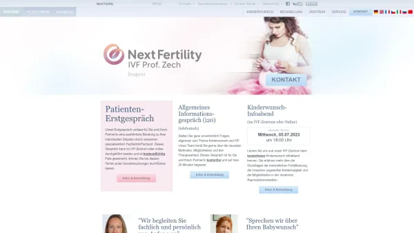 Website Screenshot: IVF Zentren Prof. Zech Bregenz GmbH - Next Fertility IVF Prof. Zech * Kinderwunsch - schwanger werden - Date: 2023-06-23 12:04:11