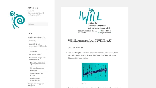 Website Screenshot: IWILL e.U. - Lerncoaching und Osteoporosepräventionstraining - Date: 2023-06-23 12:04:11