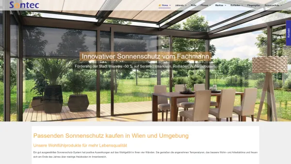 Website Screenshot: Sontec Austria Sonnenschutztechnik Jalousien Rollläden Markisen - jalousie.at | Innovativer Sonnenschutz Wien vom Fachmann - Date: 2023-06-23 12:04:14