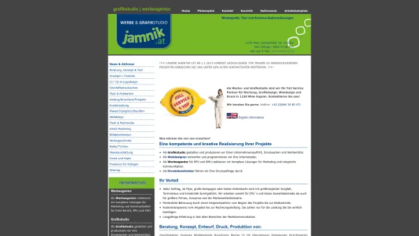 Website Screenshot: JAMNIK GRAFIK DESIGN - grafikstudio - werbeagentur - druck - jamnik - 1220 wien | home - Date: 2023-06-23 12:04:14