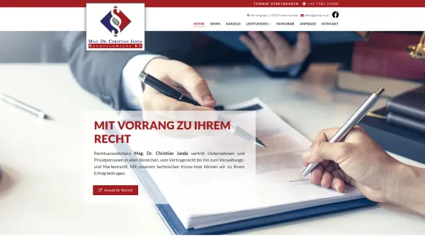 Website Screenshot: Mag. Dr. Janda Rechtsanwalt und Verteidiger - Rechtsanwalt Mag. Dr. Janda - Bezirk Kirchdorf an der Krems - Date: 2023-06-23 12:04:14