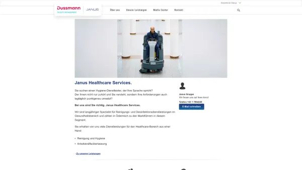 Website Screenshot: bei JANUS Multiservice Gebäudereinigung und Personalmanagement - Die Janus-Gruppe: Reinigung und Sicherheitsdienstleistungen für das Gesundheitswesen - Date: 2023-06-15 16:02:34
