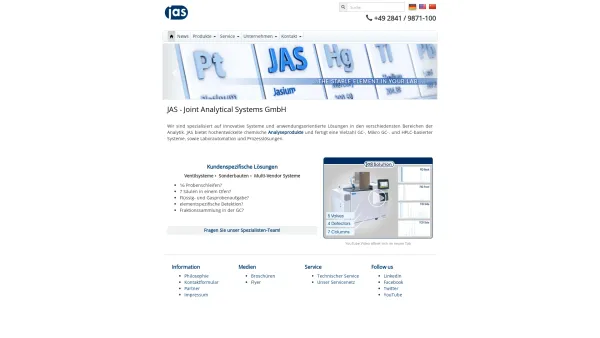 Website Screenshot: joint analytical systems Simply Smart Solutions - JAS - Joint Analytical Systems GmbH - Date: 2023-06-23 12:04:14