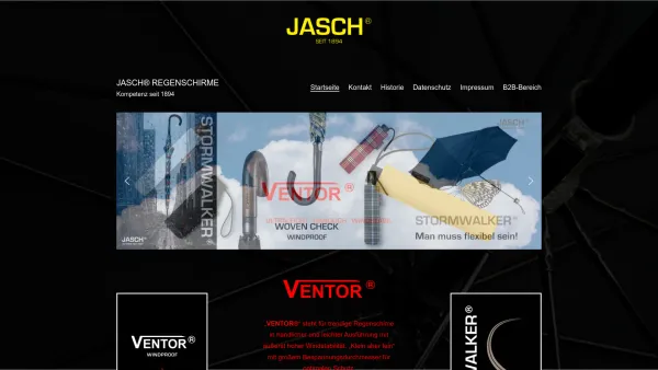 Website Screenshot: Jasch Schirme Aschenbrenner GmbH Regenschirme Werbeschirme Import Schirme made Austria Exklusive Kollektionen - Jasch® Regenschirme – Kompetenz seit 1894 - Date: 2023-06-15 16:02:34