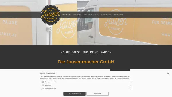 Website Screenshot: Caterings bei jause.at jause essen speisen kaese catering wein burgstaller - Die Jausenmacher GmbH - Startseite - Date: 2023-06-23 12:04:17